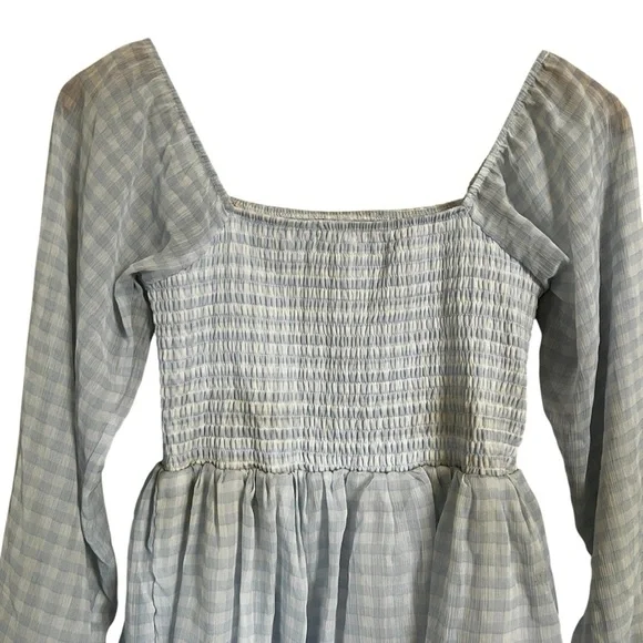 Madden NYC Babydoll Sky Blue Gingham Tiered Ruffle Dress - Picture 4 of 11
